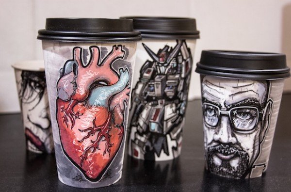 Miguel Cardona coffee cup art