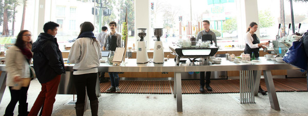 Blue bottle coffee cafe tables