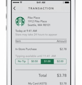 The Starbucks tipping feature. 