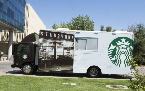 The Starbucks mobile truck on the Arizona State University campus. 