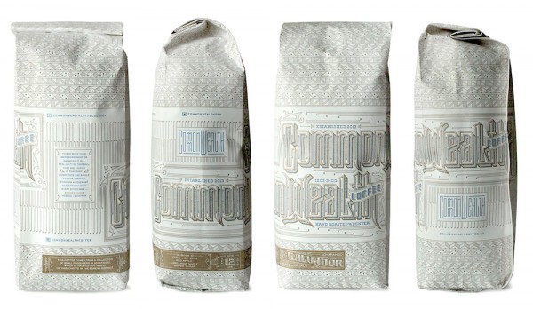 Commonwealth Coffee Roasters bags. Image courtesy of Kevin Cantrell Design. 