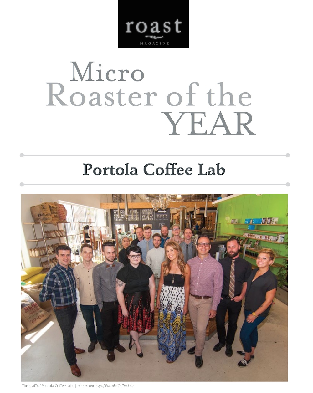 Roast Magazine 2014 Roaster of the Year Portola Coffee Lab