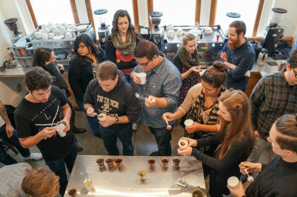 The public cupping at Temple Coffee. Photo courtesy of Temple Coffee. 