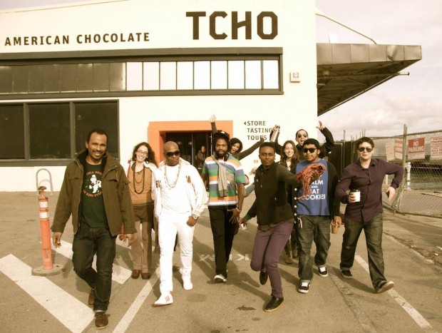 2012 photo. Keba Konte (far left) and the Chasing Lions team on a chocolate tasting field trip. 