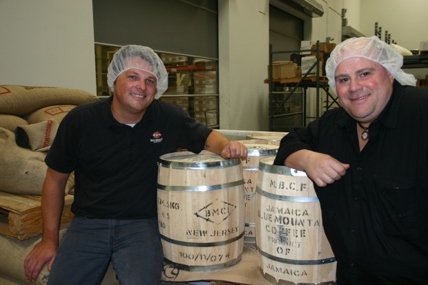 Di Bella Coffee Production Manager David Sager (left) and Phillip Di Bella. 