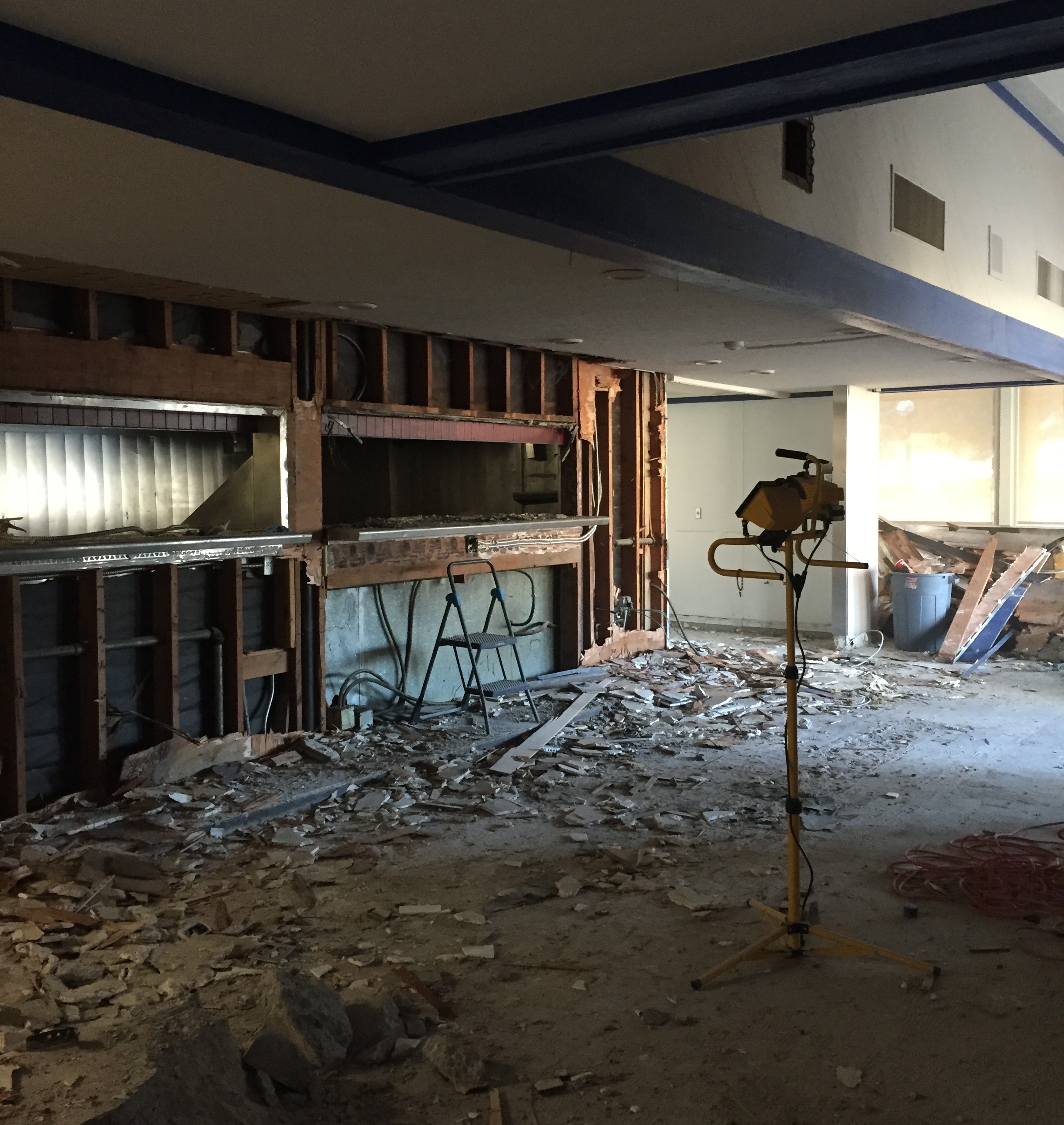 Demolition underway at the new Beacon Coffee location. 