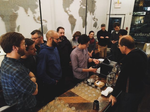 Decent Espresso creator John Buckman leading a demo. All images courtesy of Decent Espresso. 