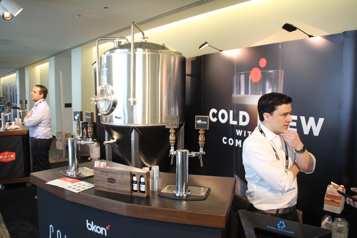 BKON Co-Founders Dean (left) and Lou Vastardis at the SCA Expo in Seattle. Daily Coffee News photo/Nick Brown. 