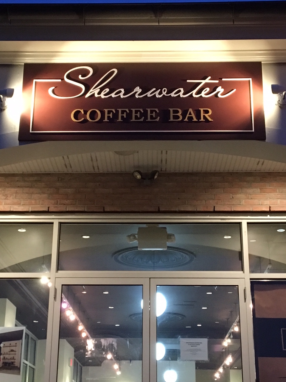 The front of the first Shearwater Coffee Bar, opening in Fairfield, Conn. 
