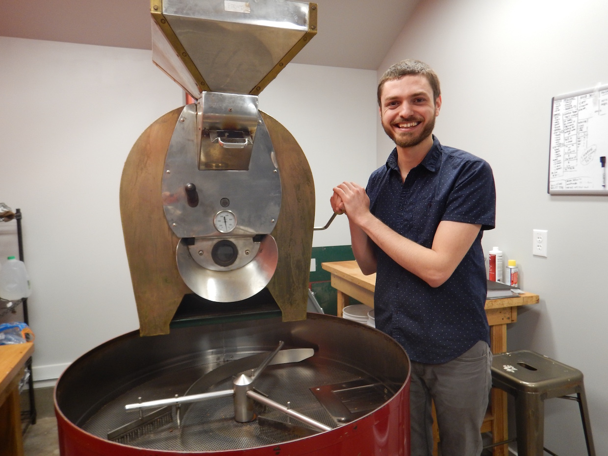 Patrick Boes at the roaster. All images courtesy of Hummingbird Coffee Roasters. 