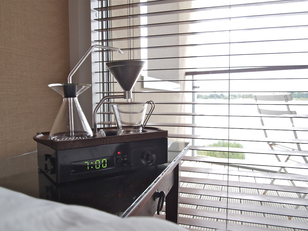 This alarm clock coffee maker hybrid is so unnecessary and so cool