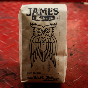 James coffee roasters logo and bag