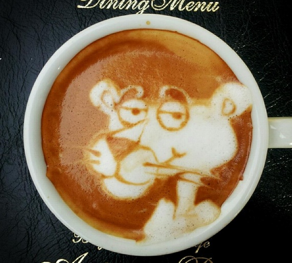 pink panther latte art