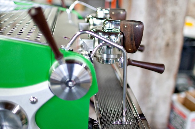 Perq coffee bar has green Slayer machine in Sarasota