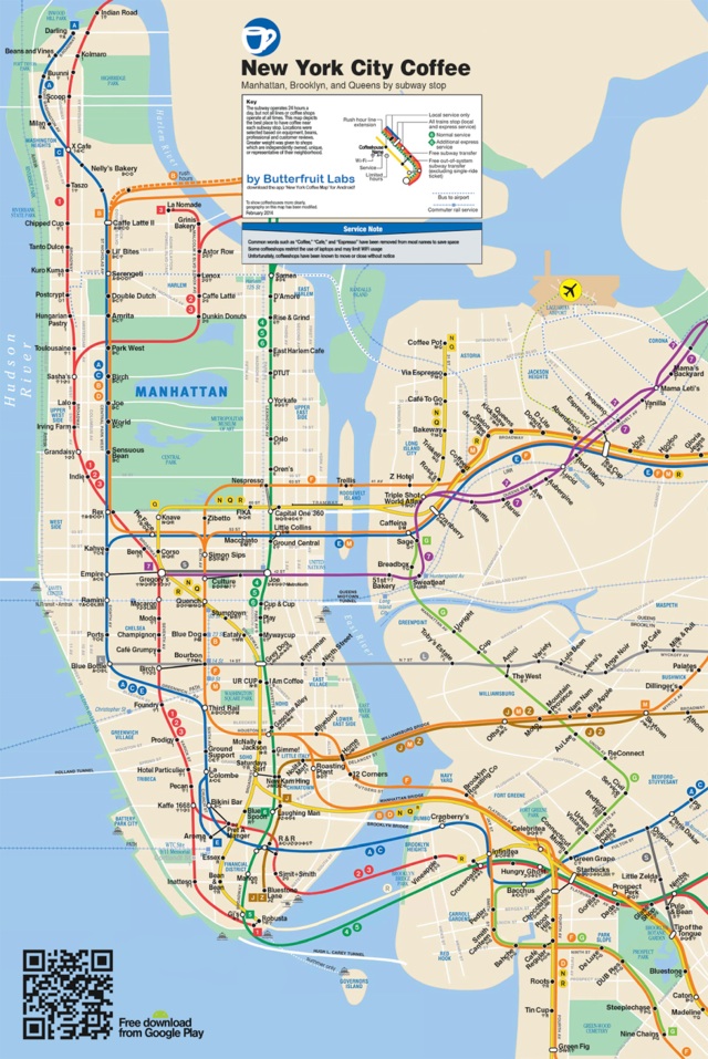 The New York City subway coffee map