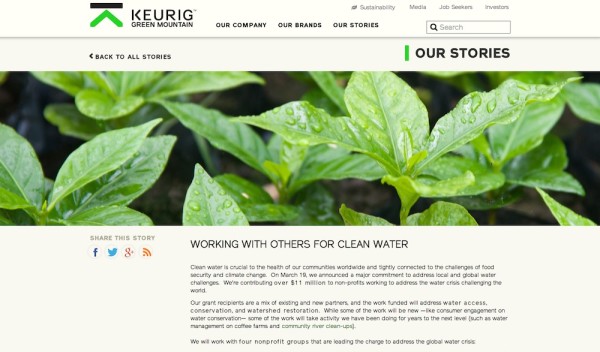 Keurig Green Mountain tells the story of its most recent water investment. 