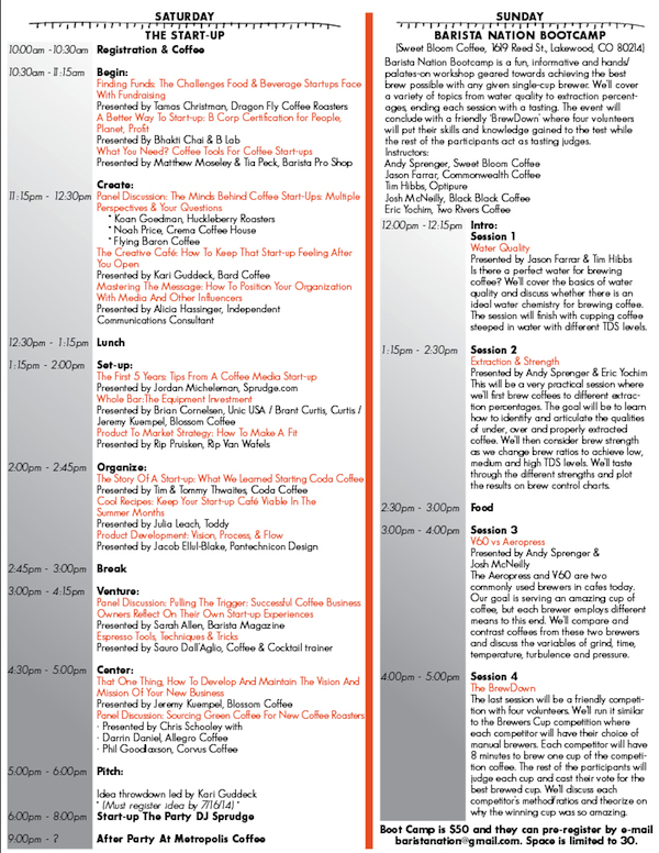 Barista Nation Denver schedule locations sessions