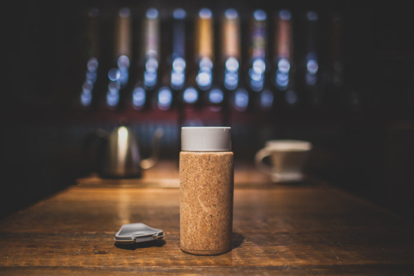 The Cortica travel coffee mug cork and porcelain