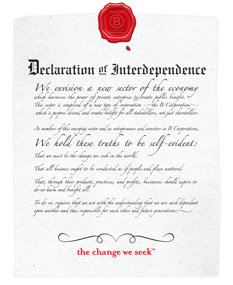 B Corp declaration of interdependence