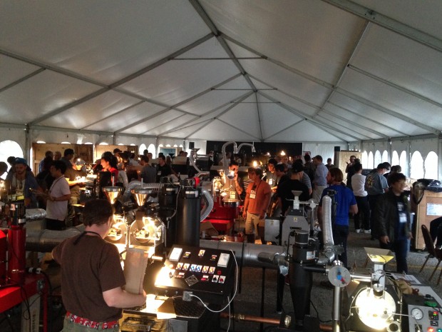 The roasting tent, a marvel of on-the-fly engineering. Daily Coffee News photo. 