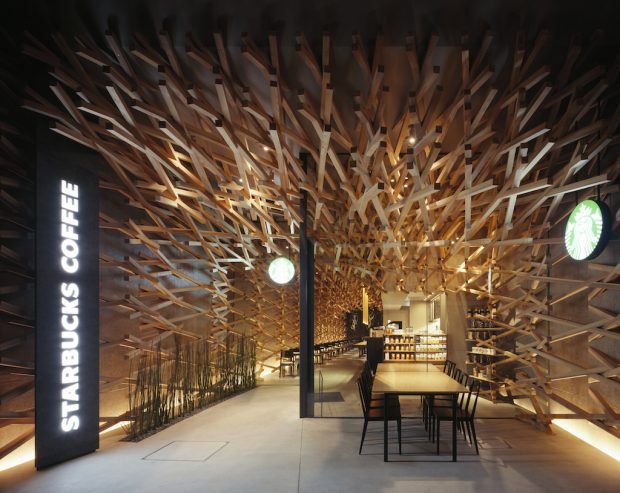 The Kengo Kuma-designed Starbucks at Dazaifu. Kuma will be leading the design of the new Tokyo Reserve Roastery. 