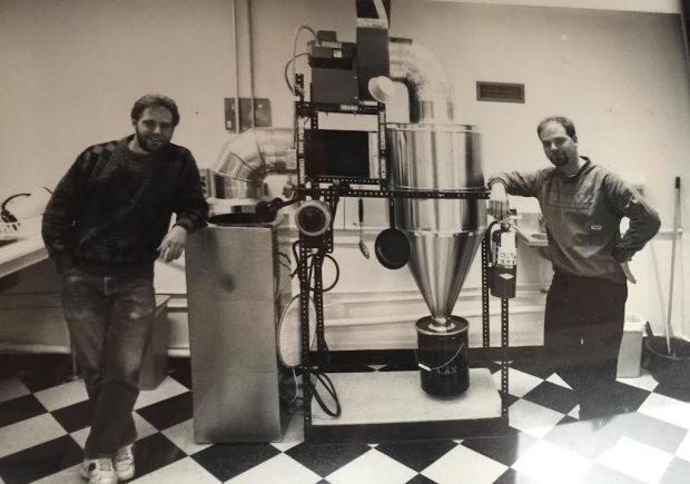 The Arens brothers in the early days of Leelanau Coffee Roasting Co. 