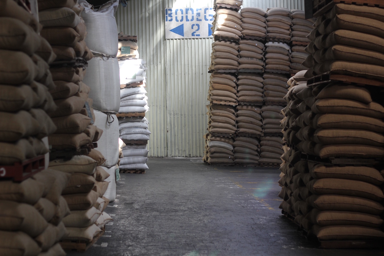coffee sacks in warehouse