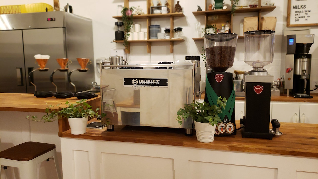 rocket boxer espresso with Eureka grinders