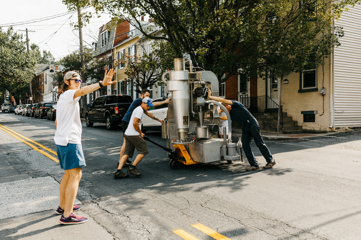 moving coffee roaster