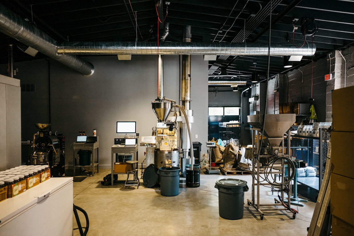 inside coffee roastery