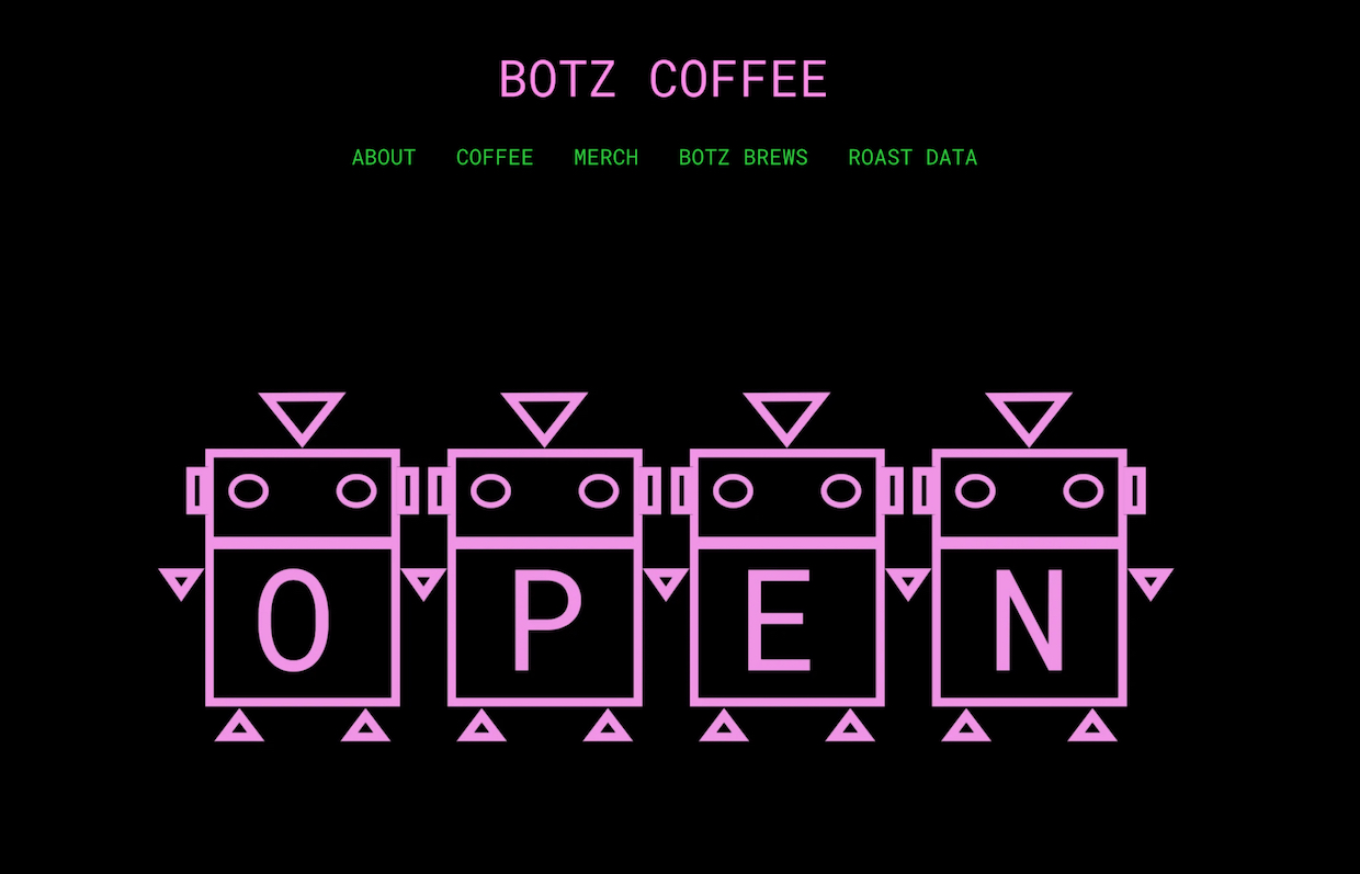 Botz Coffee website
