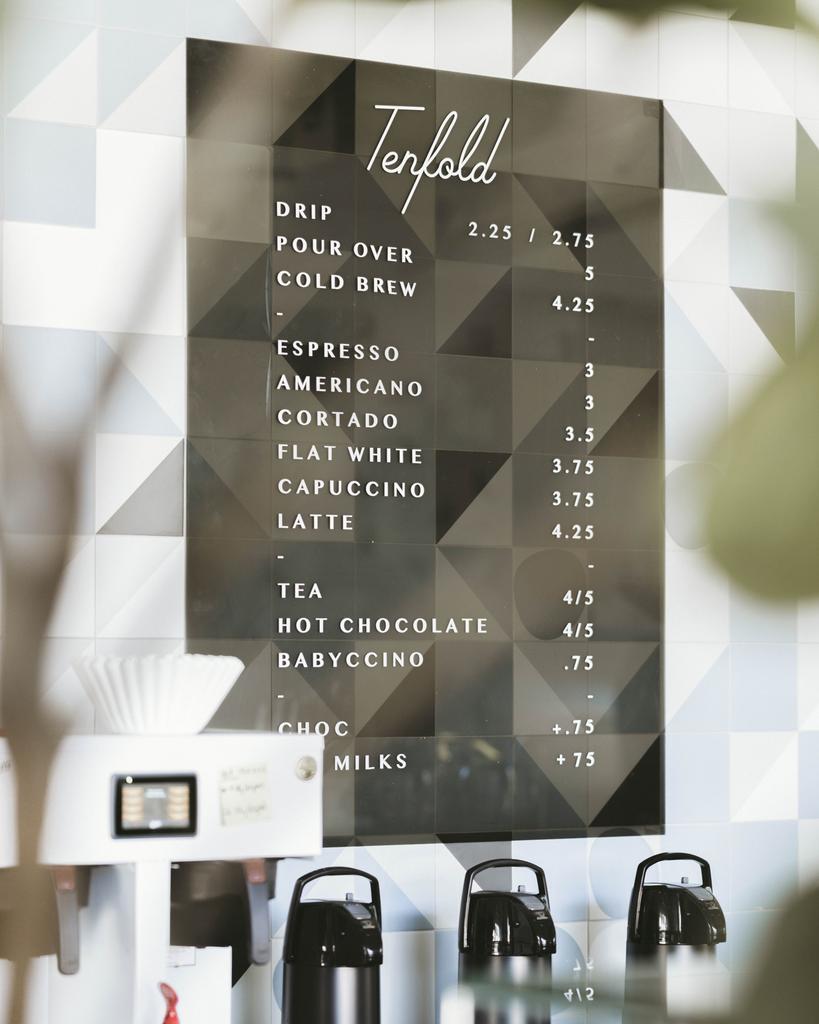 Tenfold coffee menu