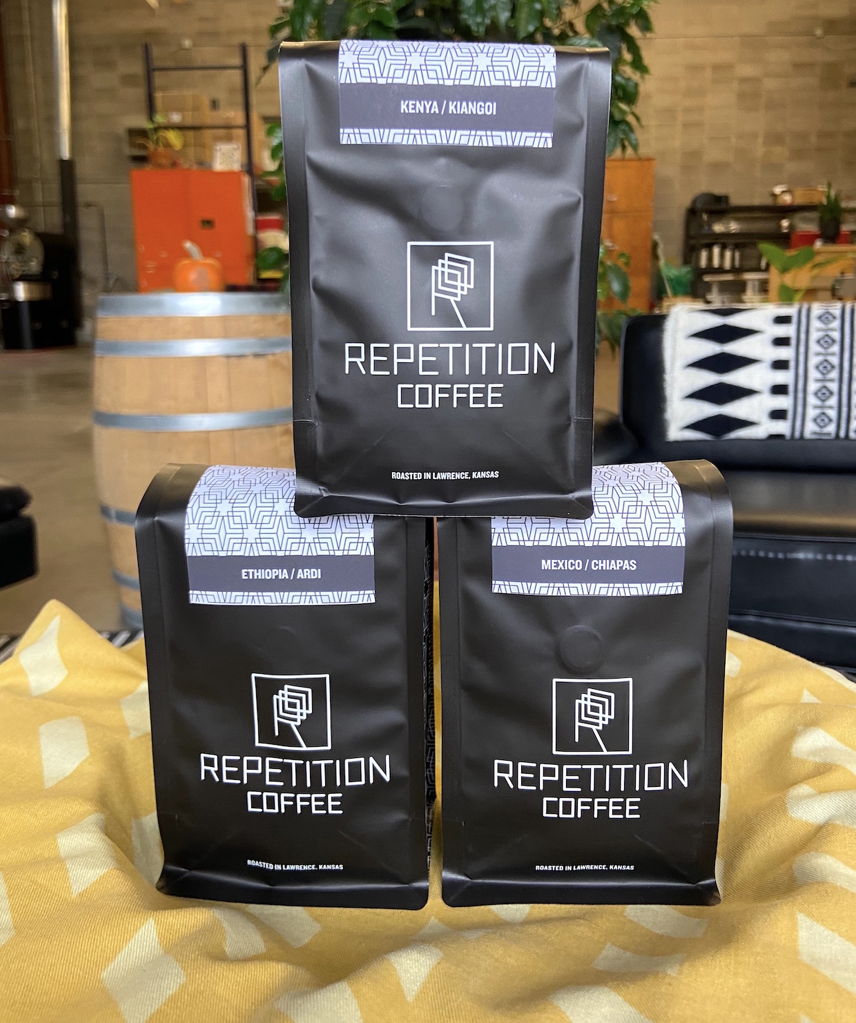 Repetition Coffee Lawrence KS bags