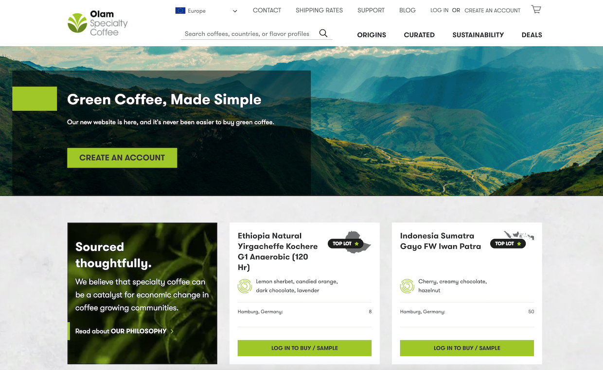 Olam Europe specialty coffee