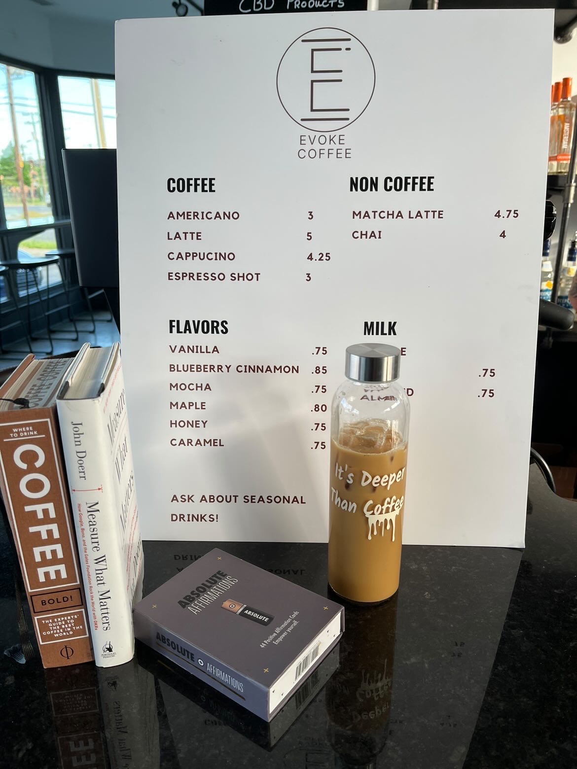 Evoke Coffee Charlotte menu