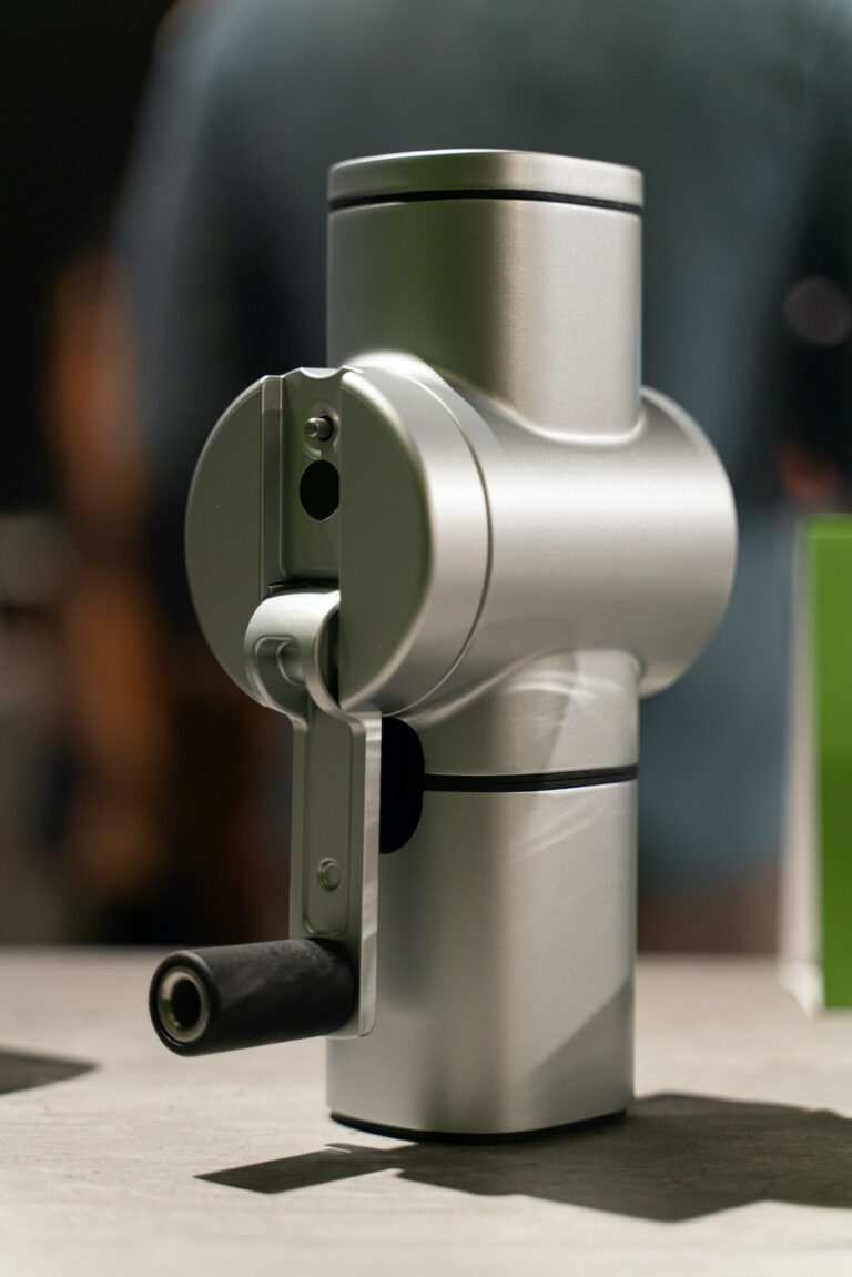 The Pietro Manual Grinder is Taking Vertically Oriented Flat Burrs for