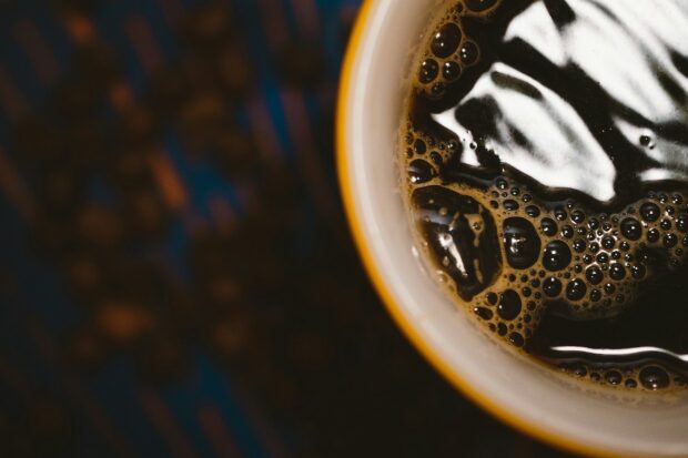 drinking coffee