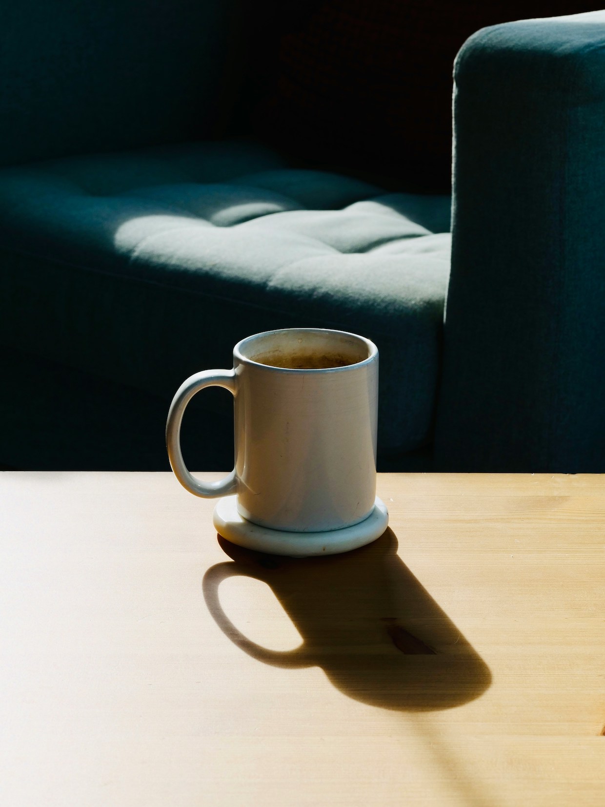 drinking coffee